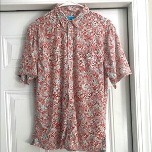 Orange Red and White Print Men's Shirt